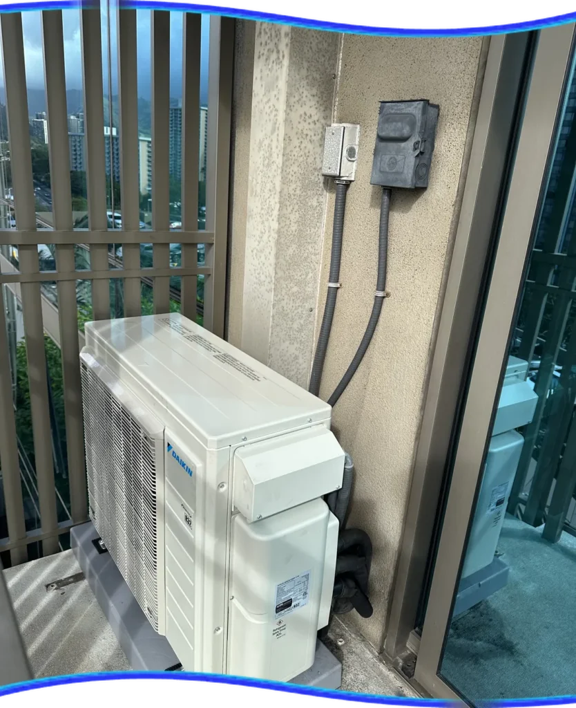 Kung Fu Air Service outdoor AC unit and electrical panel
