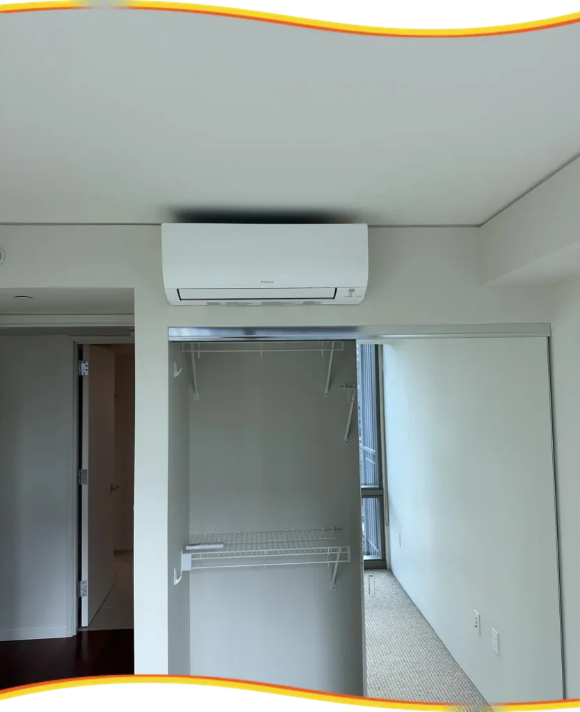 Kung Fu Air Service mini-split unit installed in a room