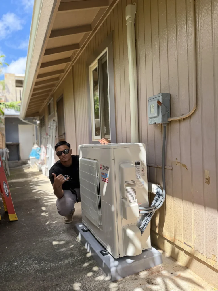Kung Fu Air Service technician performing mini-split installation